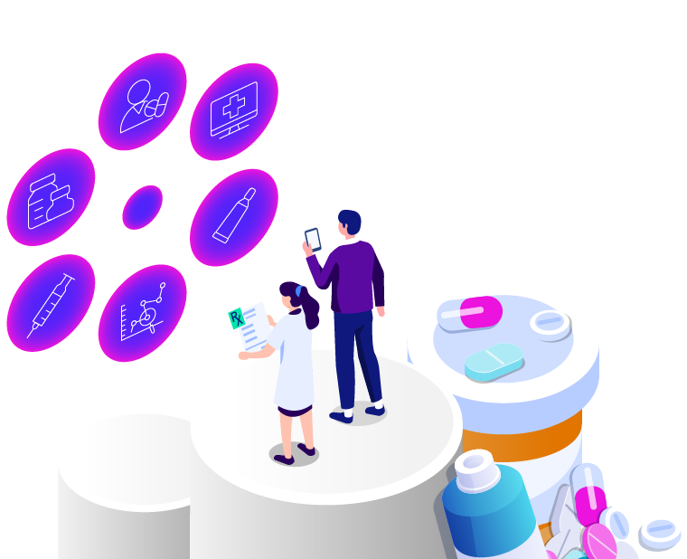 Two people analyzing drug trends.  